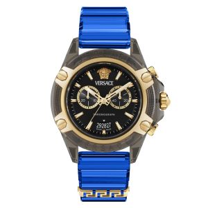 Versace Icon Active Chrono VE8P00925 Herren Chronograph Polycarbonat Schwarz Blau